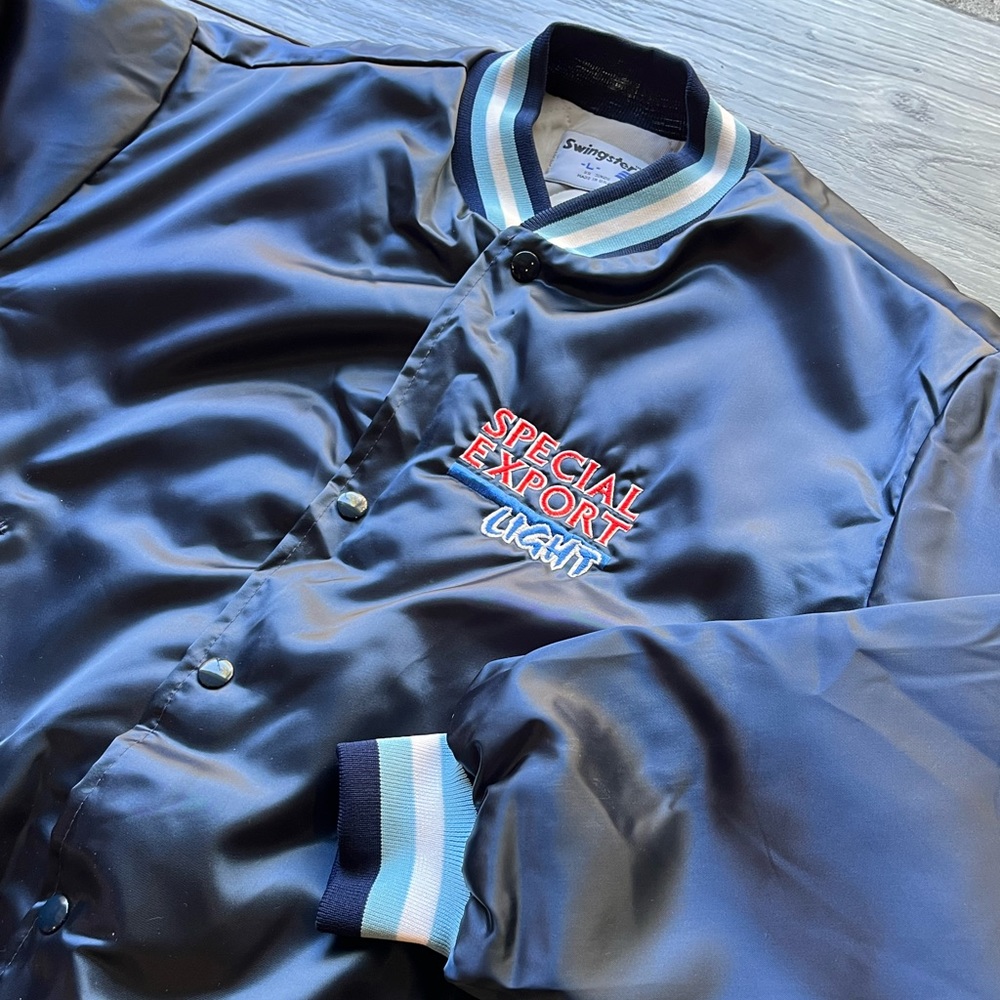 Vintage Swingster Satin Bomber Track Jacket - "Special Export Light" (NEW) Large